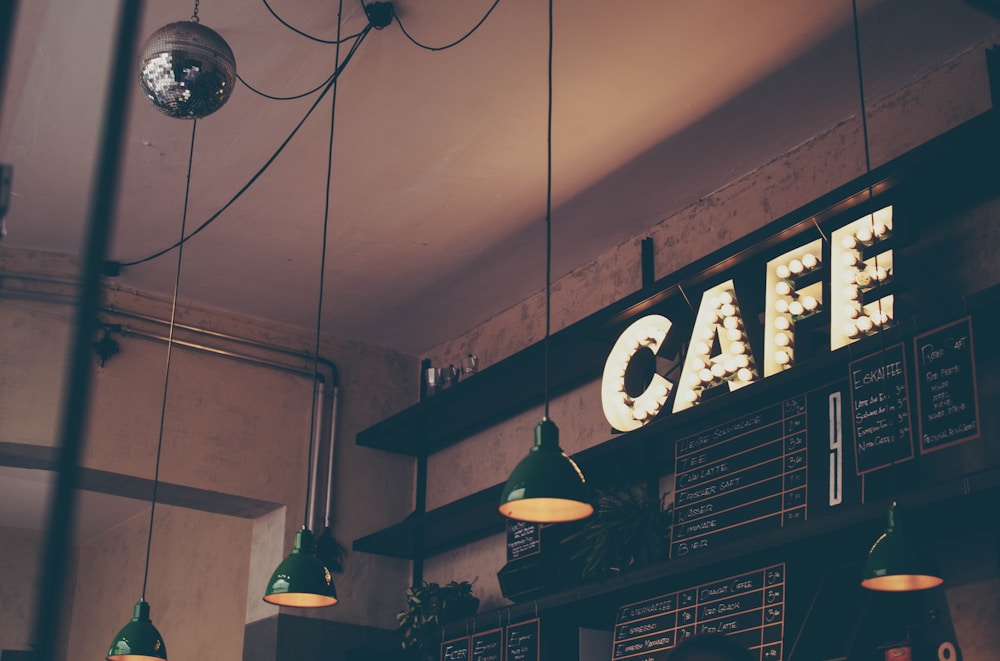 Sunlit interior of a neighbourhood café