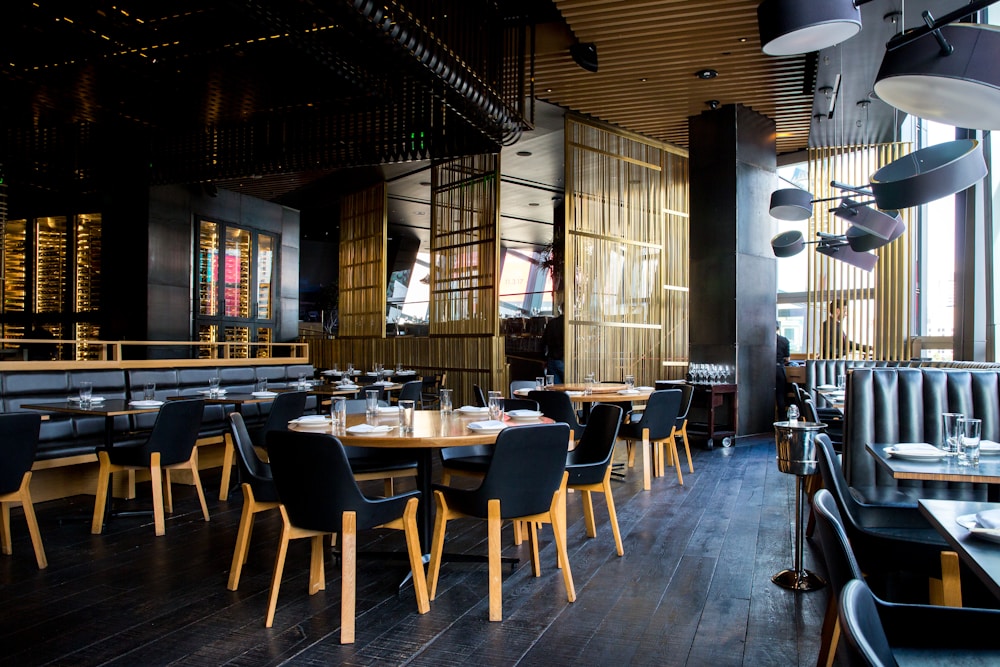 Warmly lit restaurant ready for service